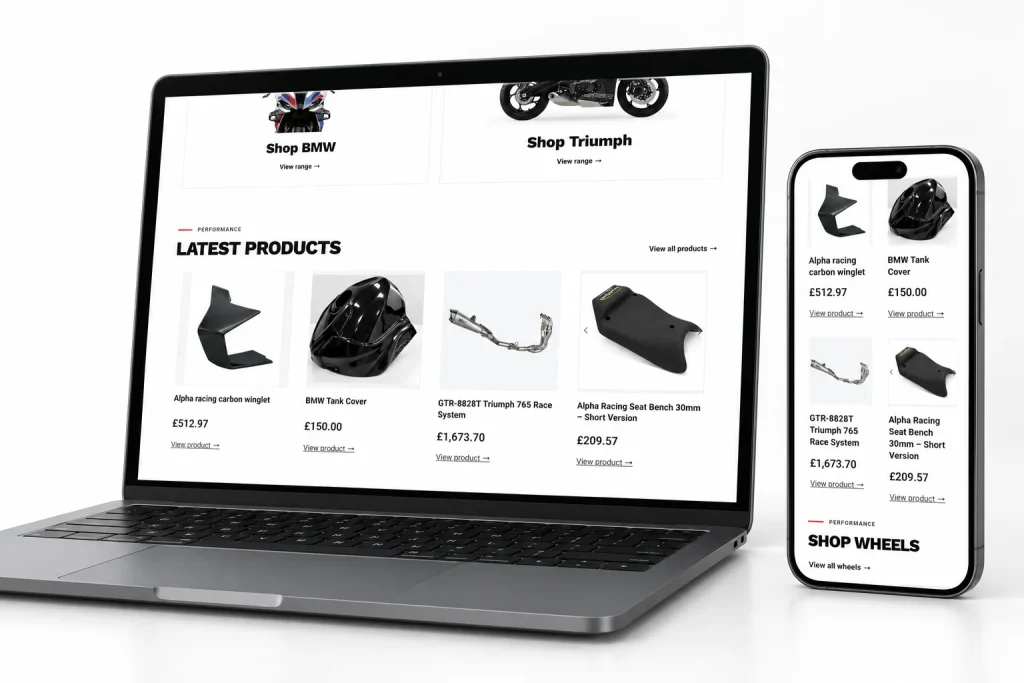 PHR Performance responsive website service detail displayed on laptop and mobile, view 2